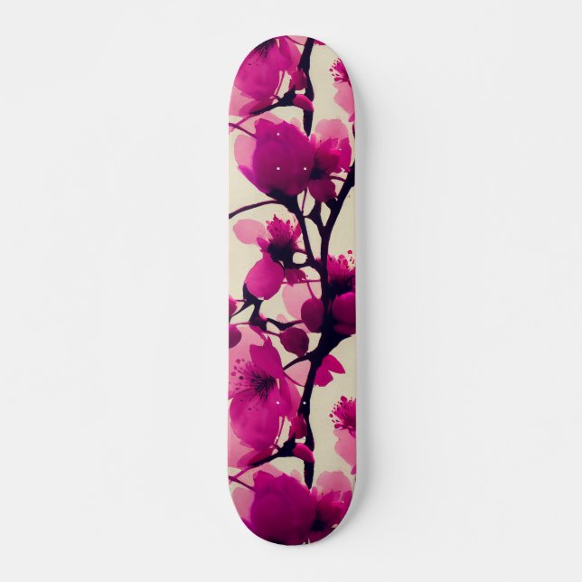 Sötkörsbär blommar mönster mini skateboard bräda 18,5 cm (Framsida)