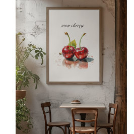Sötkörsbär i vattenfärg, anpassningsbar poster