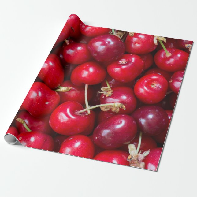 Sötkörsbär, mönster inslagning papper presentpapper (Utrullad)