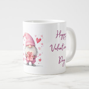 Sötkort med tecknad rosa gnome i kärlek jumbo mugg