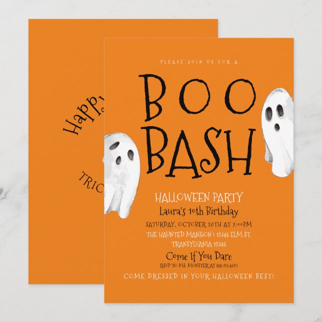Sotktacular Ghost Birthday-inbjudan Inbjudningar (Fram/baksida)