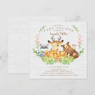 Sötland Forest Animals Baby Shower Inbjudningar