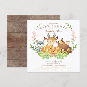 Sötland Forest Animals Baby Shower Inbjudningar