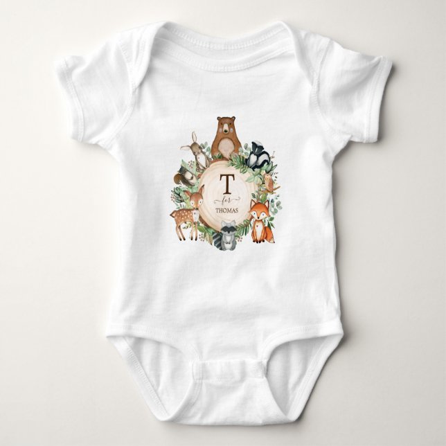 Sötland Forest Friends Anpassningsbar Monogram T Shirt (Framsida)