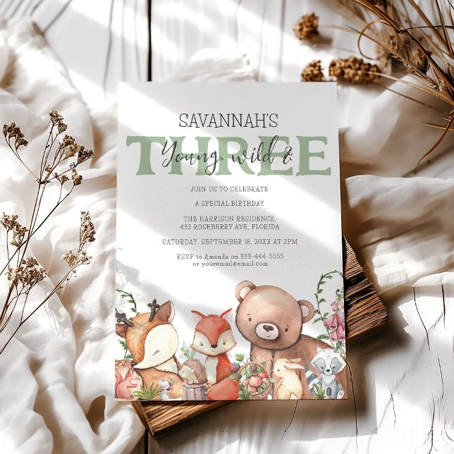 Sötland Woodland Animal Barns födelsedag Party Inbjudningar (Skapare uppladdad)