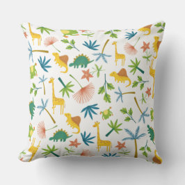 Sötlandsdjur av kute, färgade, safari-skog, plants kudde