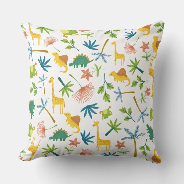 Sötlandsdjur av kute, färgade, safari-skog, plants kudde (Framsida)