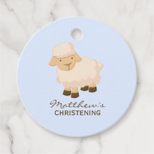 Sötlila Lamb Baby Baptism Gåvor Etiketter