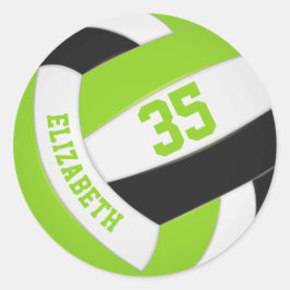 Sötlime grön svart personlig volleyball runt klistermärke