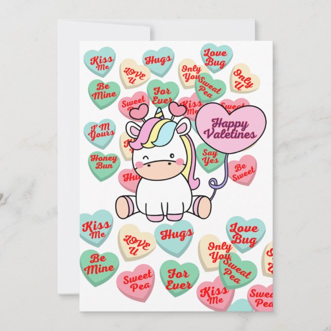Sötmagi Kärlek: Candy och Unicorn Delight Julkort (Framsida)