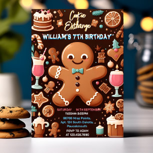 Sötmat Kids Cookie Exchange 7:e Birthday Inbjudningar