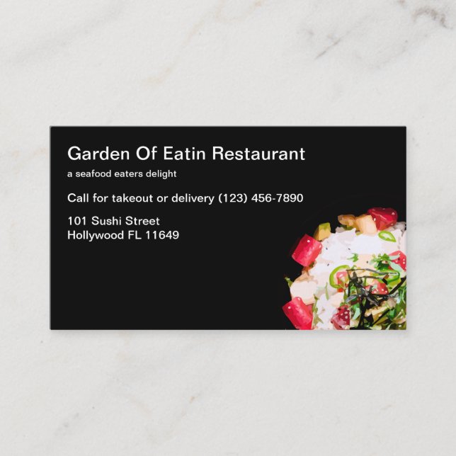 Sötmat Sushi Restaurang Moderna Affärskort Visitkort (Framsida)