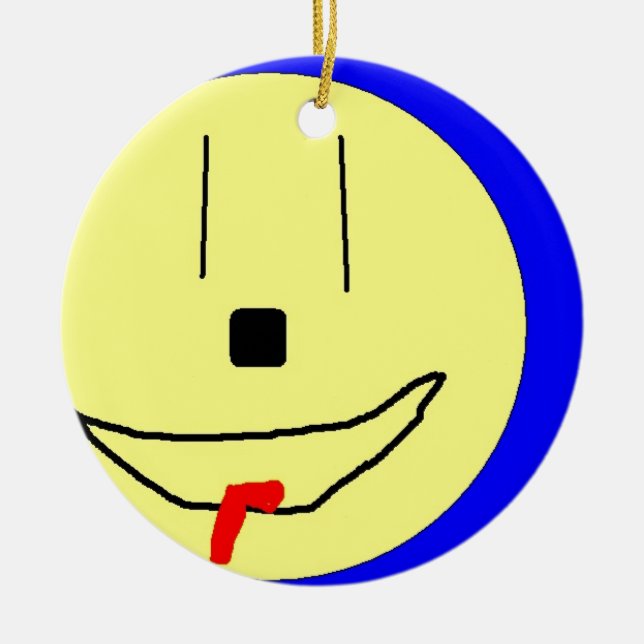 Sötmoji, Gult Blue, Art by Kids :) Julgransprydnad Keramik (Framsidan)