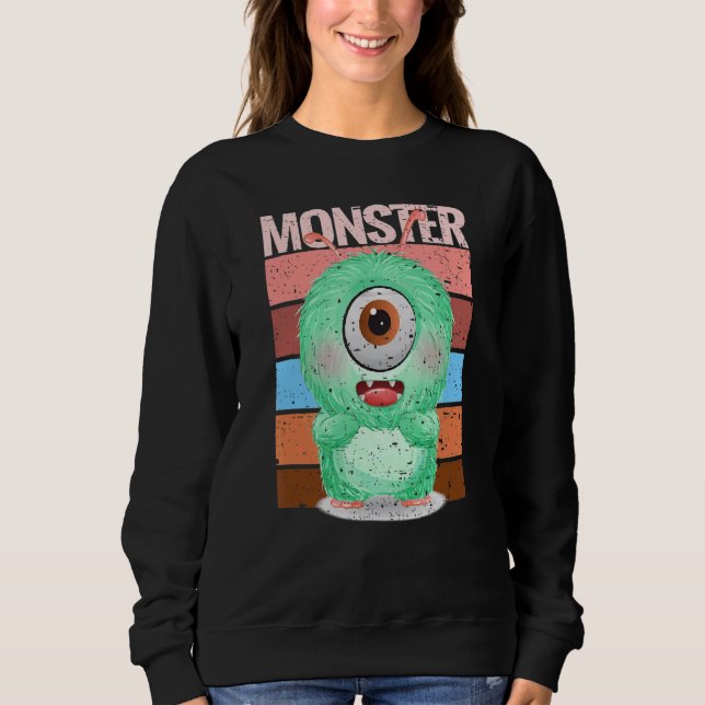 Sötmonster i Grönt med en giant Öga T Shirt (Framsida)