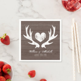 Sötning av blöjor av land chic hjort antler bröllo pappersservett