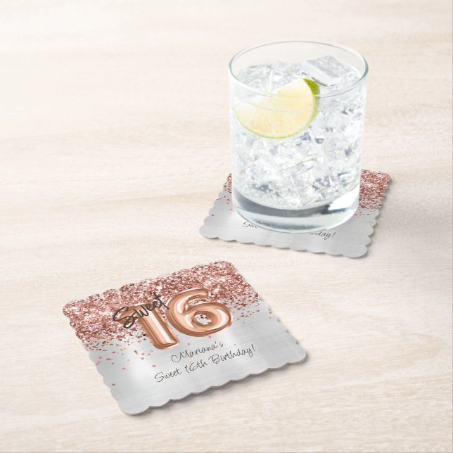 Sötningen silver Ro Guld 16:e Födelsedagsfesten Underlägg Papper (Insitu)