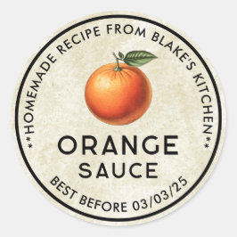 Sötningsetikett för Homemade Orange vintage stil Runt Klistermärke