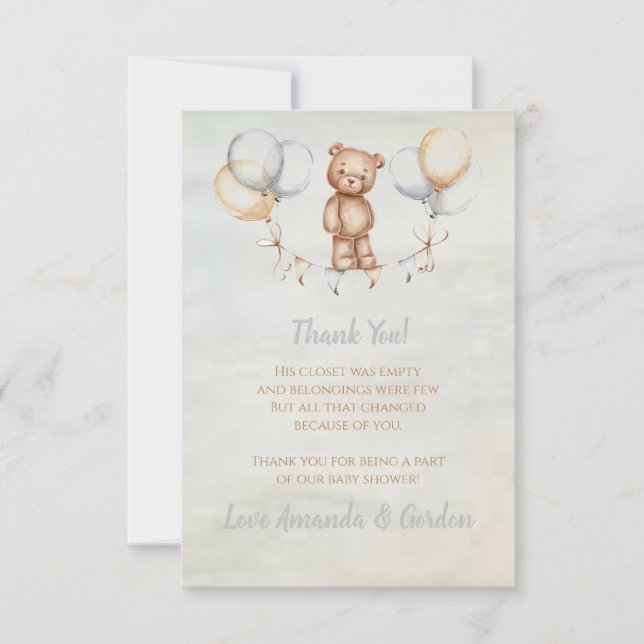 Sötningsfärgskugga för Nalle, vattenfärg Tack Kort (Framsida)