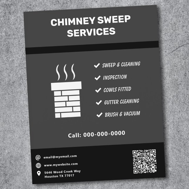 Sotningsservicefolder Reklamblad (Chimney Sweep Service Flyer)