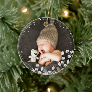 Sötnodsdjur Baby 1:a julfoto Julgransprydnad Keramik