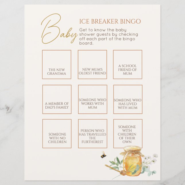 Sötnolla Baby Shower Bingo Game (Framsida)