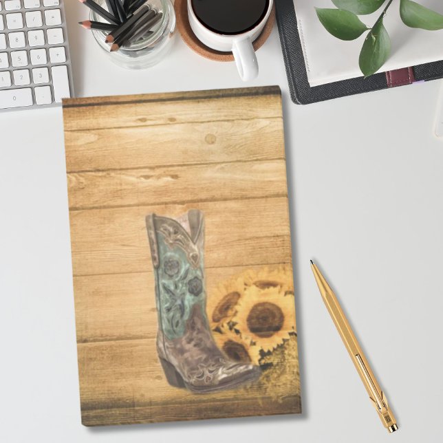 Sötnolla Westerna Land-solroshakan Post-it Block (Weathered Western Country sunflower cowboy boot Post-it Notes)