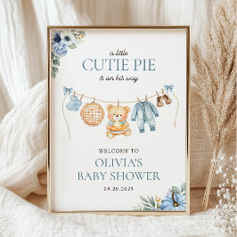 Sötnos Blå Höst Pojke Baby Shower Välkommen Poster