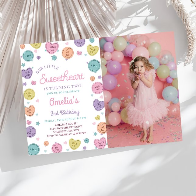 Sötnos Candy Valentine Birthday Photo Inbjudningar (Skapare uppladdad)