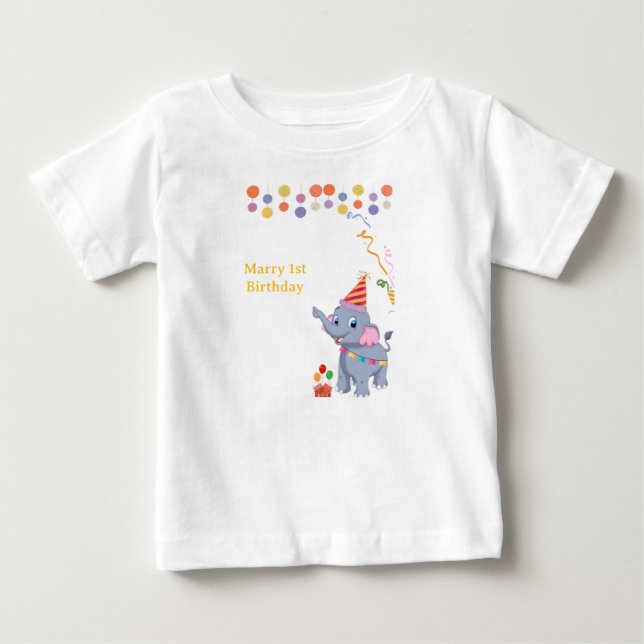 Sötnos Elefant Födelsedag T Shirt (Framsida)