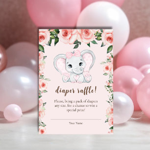 Sötnos Elefant Rosa Blommig Blöja Lotteri Tilläggskort