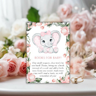Sötnos Elefant Rosa Blommig Flickas Babyshower Tilläggskort