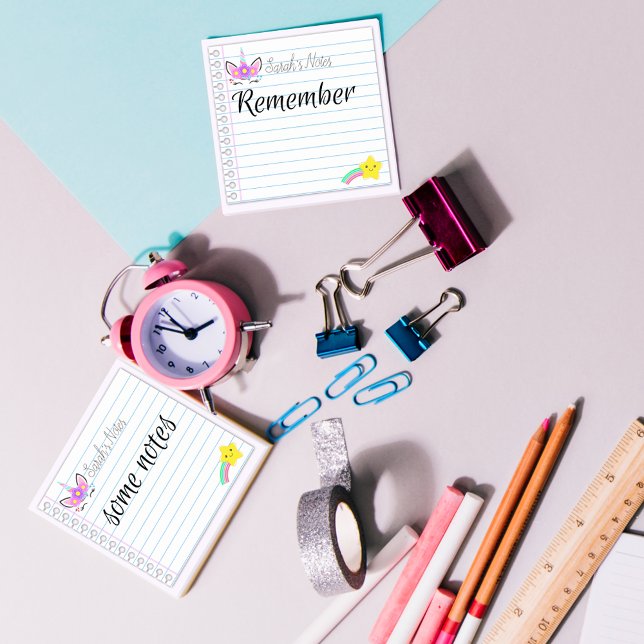 Sötnos enhörning & regnbåge stjärnfall 7,62 cm x 7 post-it block (Skapare uppladdad)