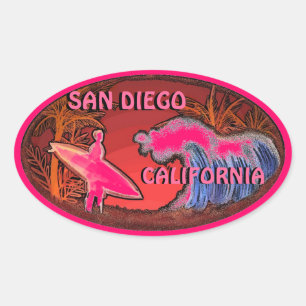 Sötnos för rosa-ympkonst i San Diego Kalifornien Ovalt Klistermärke