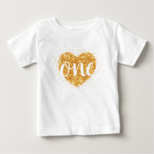 Sötnos Guld Glitter Heart Första födelsedagsherren Tee