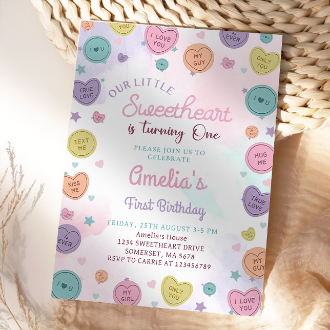 Sötnos, hjärtans alla hjärtans första födelsedag inbjudningar (Skapare uppladdad)
