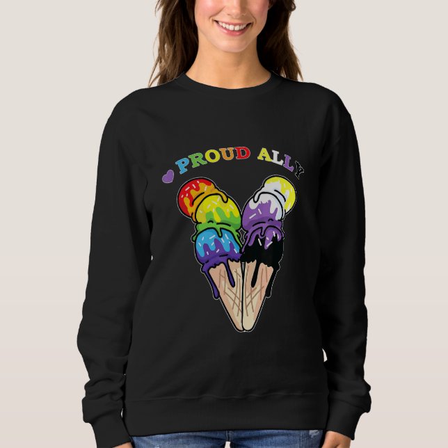 Sötnos Ice Cream Proud Ally Non-Binary Ice Cream T Shirt (Framsida)