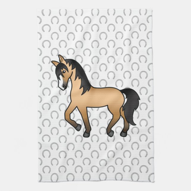 Sötnos illustration av Buckskin-travhäst Kökshandduk (Vertikal)
