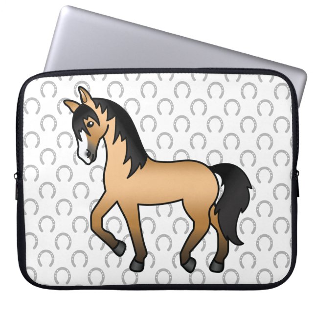 Sötnos illustration av Buckskin-travhäst Laptop Fodral (Framsidan)