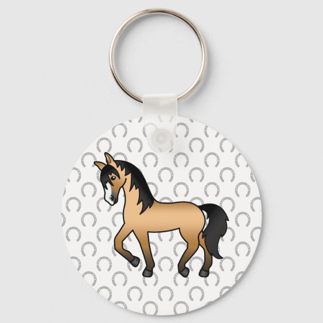 Sötnos illustration av Buckskin-travhäst Nyckelring (Framsida)
