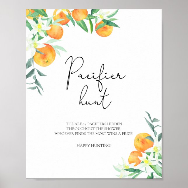 Sötnos-jakt baby shower spel poster (Framsidan)
