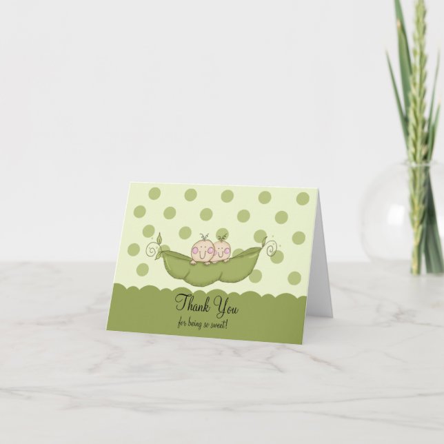 Sötnos, lilla Pea Twin Boys Tackkort Card (Framsida)