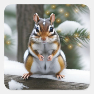 Sötnos Paj Chipmunk Fyrkantigt Klistermärke