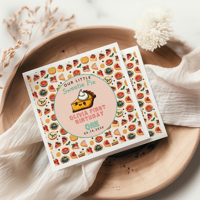 Sötnos Paj - Pi Day 1:a födelsedagen Party Pappersservett (Skapare uppladdad)