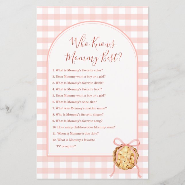 Sötnos Pastell Rosa Gingham Vem Känner Mamma Bäst (Framsida)