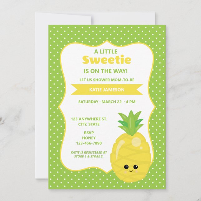 Sötnos Pineapple Baby Shower Inbjudningar (Framsida)