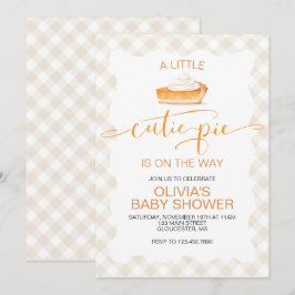 Sötnos pumpapaj Höst rutmönster Baby Shower Inbjudningar