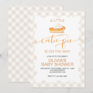 Sötnos pumpapaj Höst rutmönster Baby Shower Inbjudningar