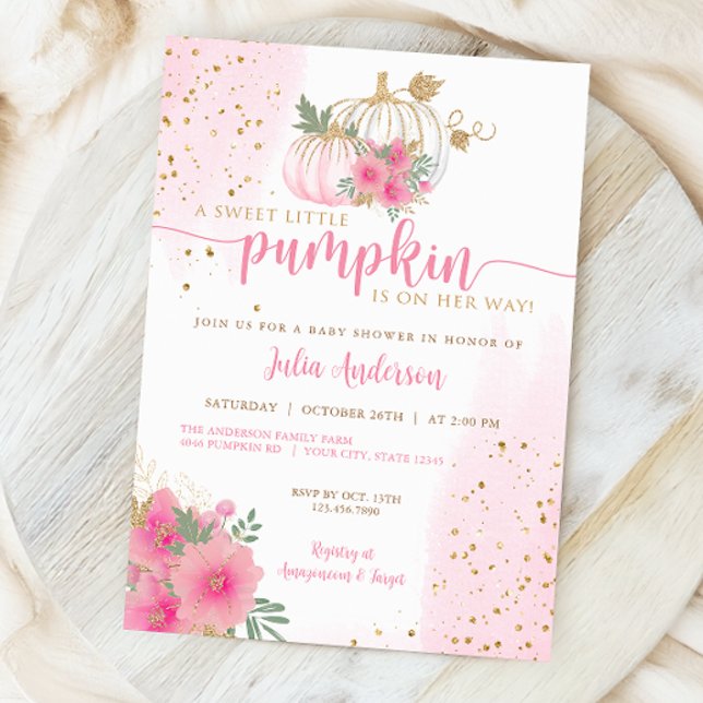 Sötnos, Rosa Guld Fall Baby Shower Inbjudningar (Skapare uppladdad)
