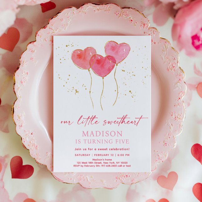 Sötnos Rosa Guld Heart Ballothday Inbjudningar (Skapare uppladdad)