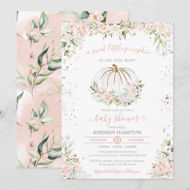 Sötnos, Rosa höstbabyskor Inbjudningar (Fram/baksida)